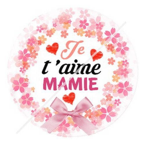 Cabochon résine a coller 25 mm je t'aime mamie 4 
