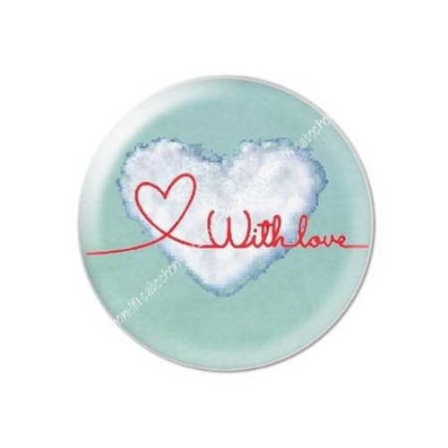 Cabochon résine a coller 25 mm coeur amour valentin love c15 