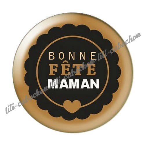 Cabochon résine a coller 25 mm  je t'aime maman l44 