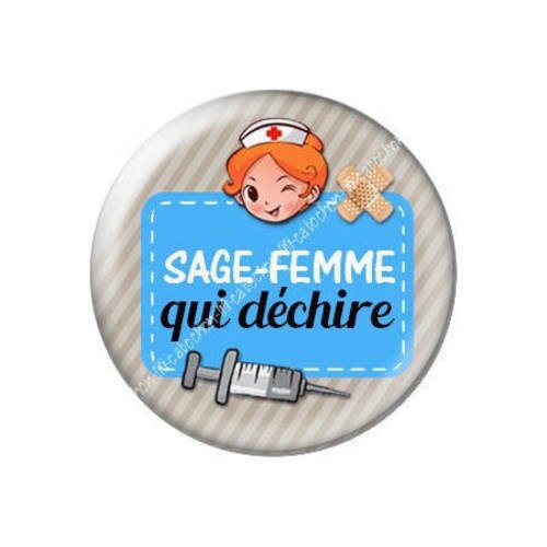 Cabochon résine a coller 25 mm sage-femme j16 
