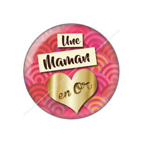 Cabochon résine a coller 25 mm une maman en or 