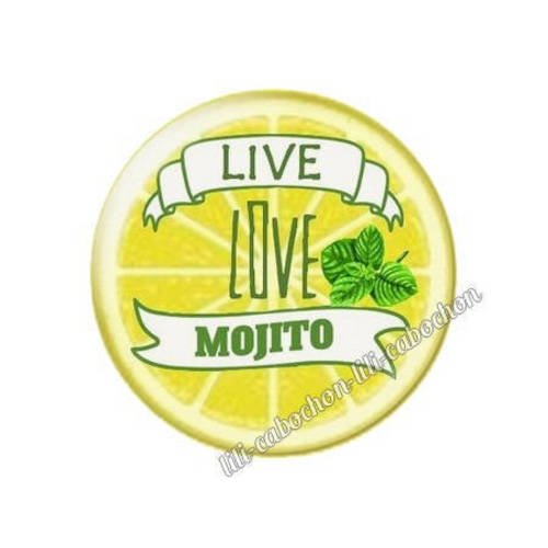Cabochon résine a coller 25 mm mojito 43 