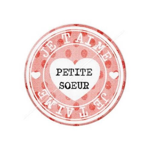 Cabochon résine a coller 25 mm je t'aime soeur 2 