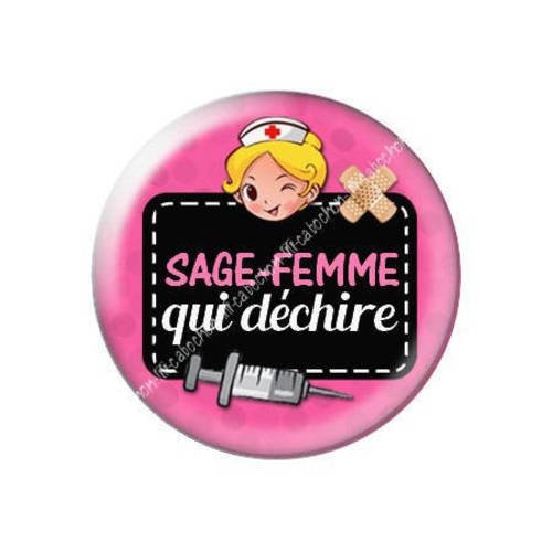Cabochon résine a coller 25 mm sage-femme j17 