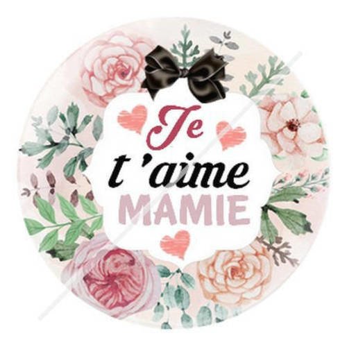 Cabochon résine a coller 25 mm je t'aime mamie 14 