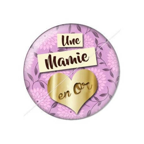 Cabochon résine a coller 25 mm une mamie en or 