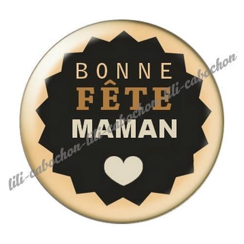 Cabochon résine a coller 25 mm  je t'aime maman l53 