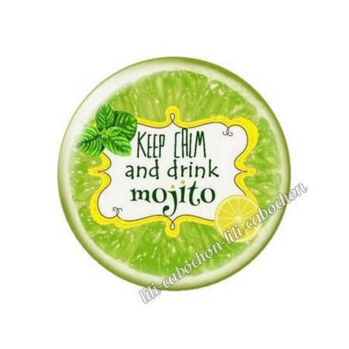 Cabochon résine a coller 25 mm mojito 44 