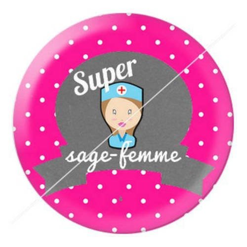Cabochon résine a coller 25 mm sage-femme f6 