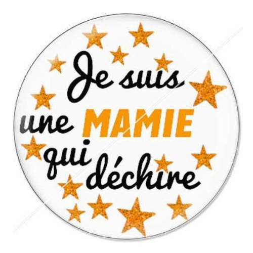 Cabochon résine a coller 25 mm mamie qui déchire 9 