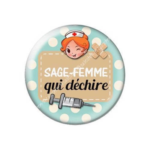 Cabochon résine a coller 25 mm sage-femme j21 