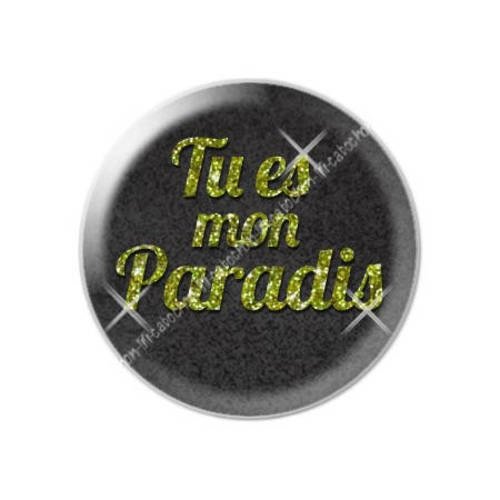 Cabochon résine a coller 25 mm saint valentin tu es mon paradis 