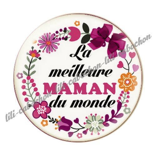 Cabochon résine a coller 25 mm  je t'aime maman l60 