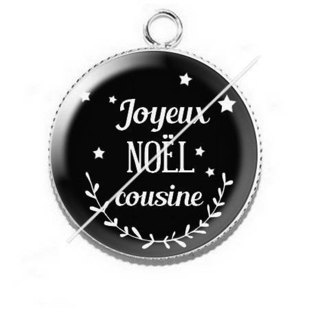 Pendentif Cabochon Resine Joyeux Noel Cousine 6 Un Grand Marche