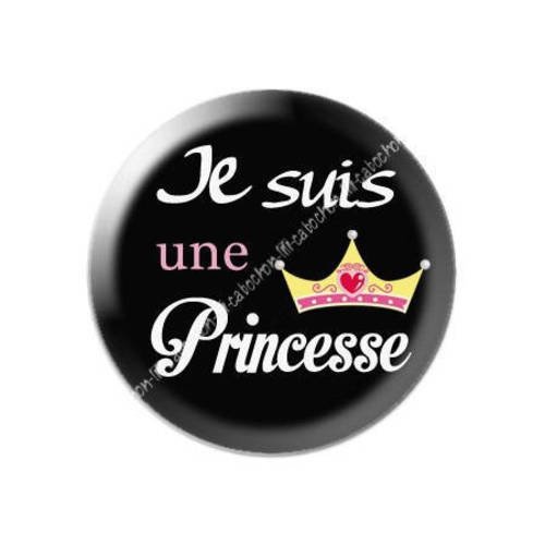 Cabochon résine a coller 25 mm je suis une princesse 15 
