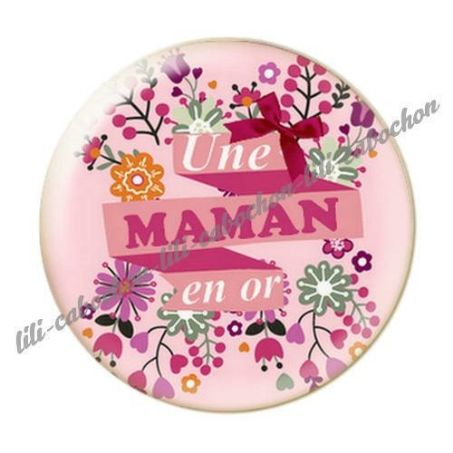 Cabochon résine a coller 25 mm  je t'aime maman l59 