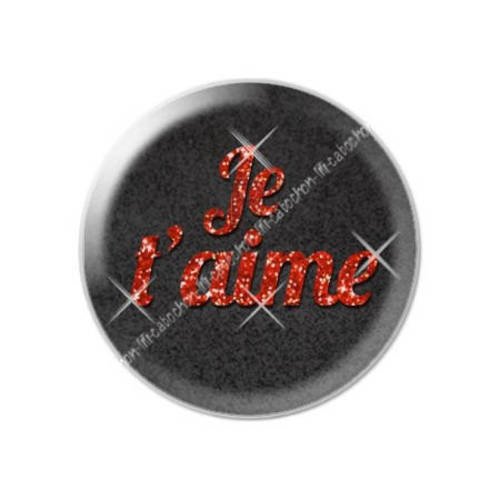 Cabochon résine a coller 25 mm saint valentin je t'aime 