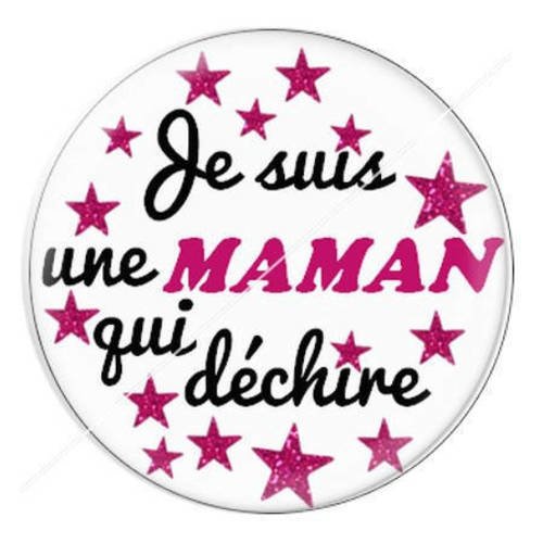 Cabochon résine a coller 25 mm maman qui déchire 1 
