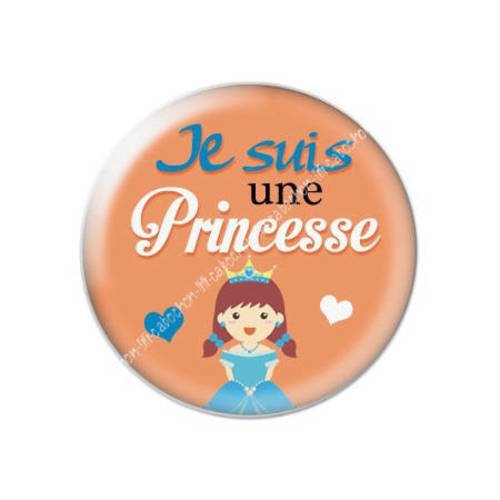 Cabochon résine a coller 25 mm je suis une princesse 16 