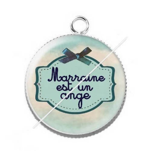 Pendentif cabochon résine pour marraine 3 