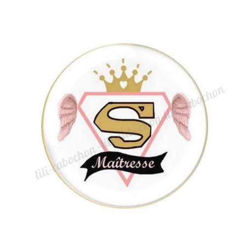 Cabochon résine a coller 25 mm maîtresse h44 