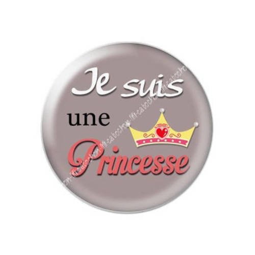 Cabochon résine a coller 25 mm je suis une princesse 18 