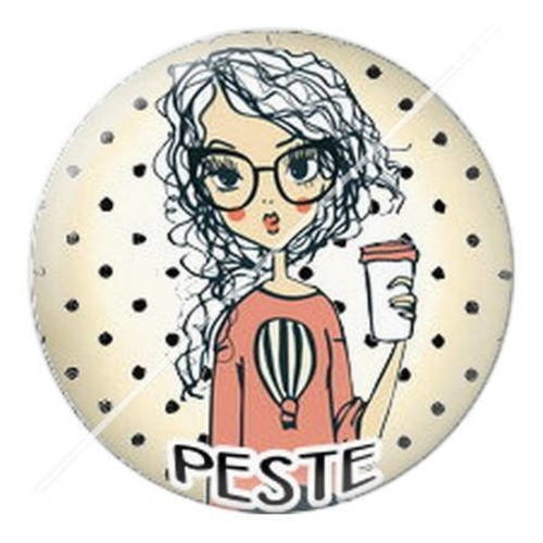 Cabochon résine a coller 25 mm mademoiselle 6 