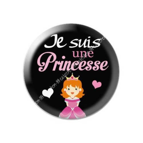 Cabochon résine a coller 25 mm je suis une princesse 19 