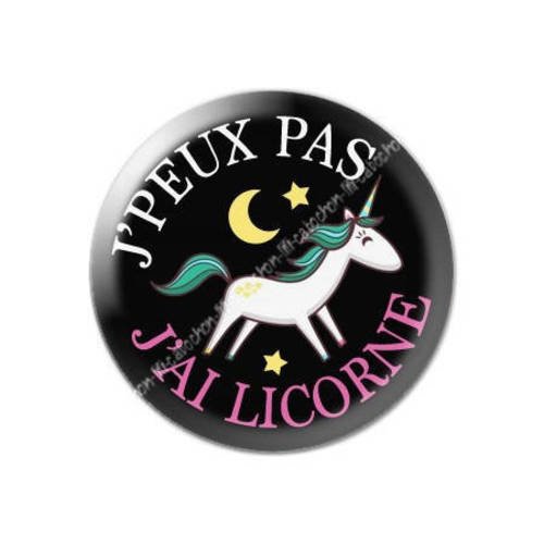 Cabochon résine a coller 25 mm j'peux pas j'ai licorne 45 