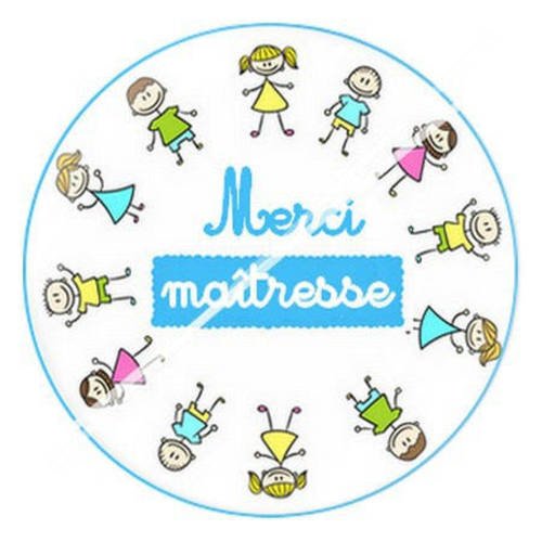 Cabochon résine a coller 25 mm merci maîtresse 8 