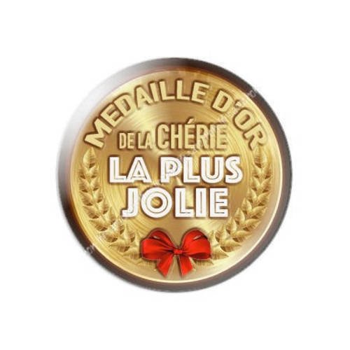 Cabochon résine a coller 25 mm médaille d'or de la chérie...3 