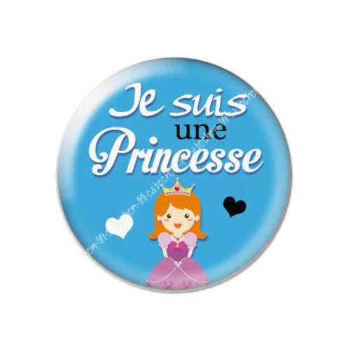 Cabochon résine a coller 25 mm je suis une princesse 21 