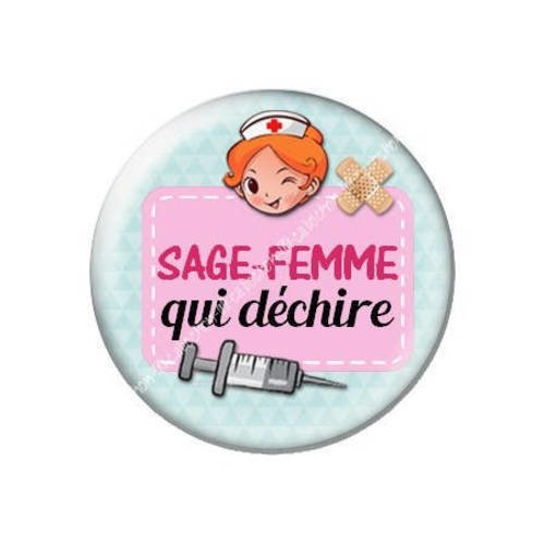 Cabochon résine a coller 25 mm sage-femme j23 