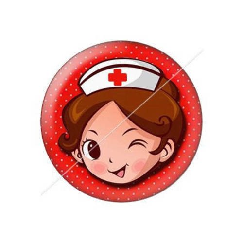 Cabochon résine a coller 25 mm pour infirmière f8 
