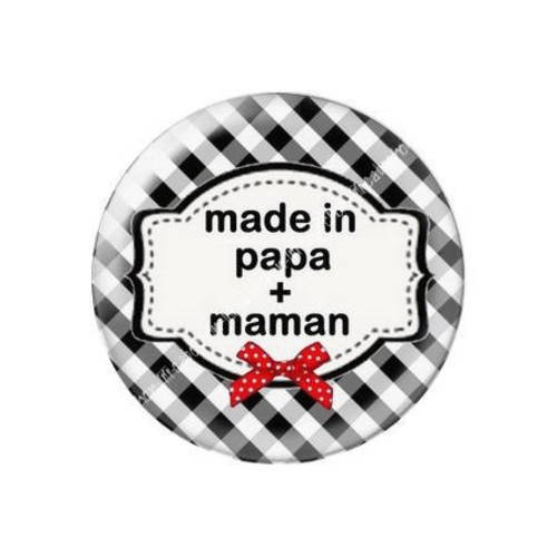 Cabochon résine a coller 25 mm papa + maman c33 