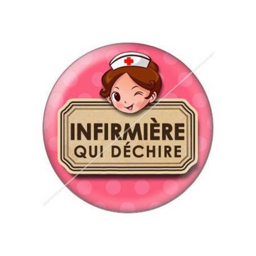 Cabochon résine a coller 25 mm pour infirmière f9 