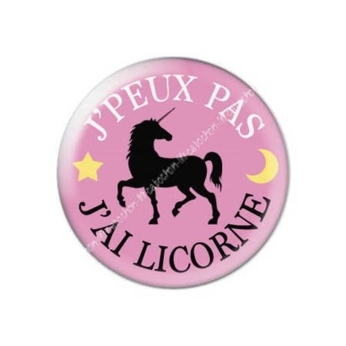 Cabochon résine a coller 25 mm j'peux pas j'ai licorne 43 