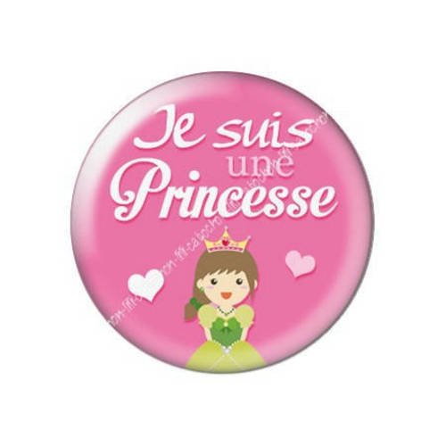 Cabochon résine a coller 25 mm je suis une princesse 24 