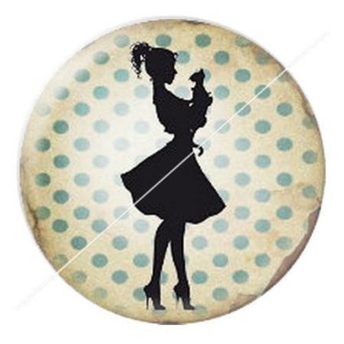 Cabochon résine a coller 25 mm madame et son chat 7 