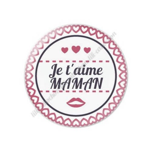 Cabochon résine a coller 25 mm maman n6 