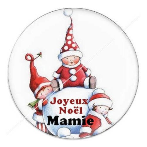 Cabochon résine a coller 25 mm joyeux noël mamie f5 