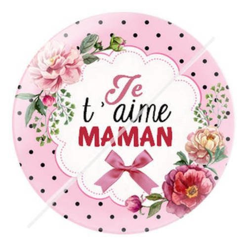 Cabochon résine a coller 25 mm je t'aime maman 3 