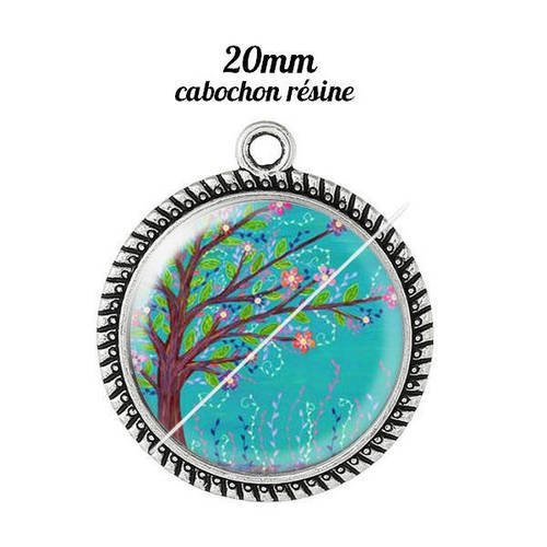 Pendentif cabochon résine 20 mm arbre a8 