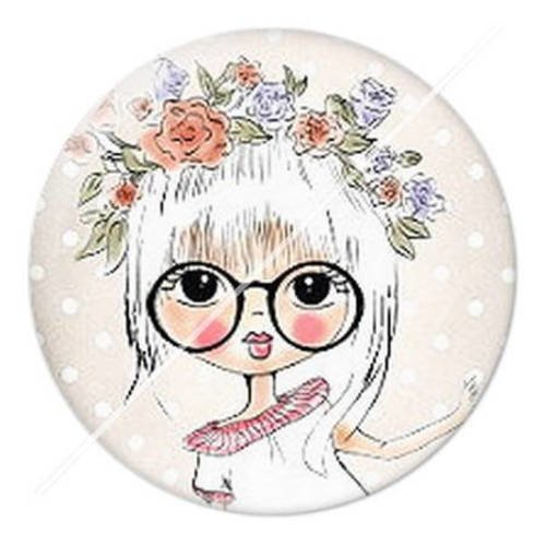 Cabochon résine a coller 25 mm mademoiselle tendresse 14 