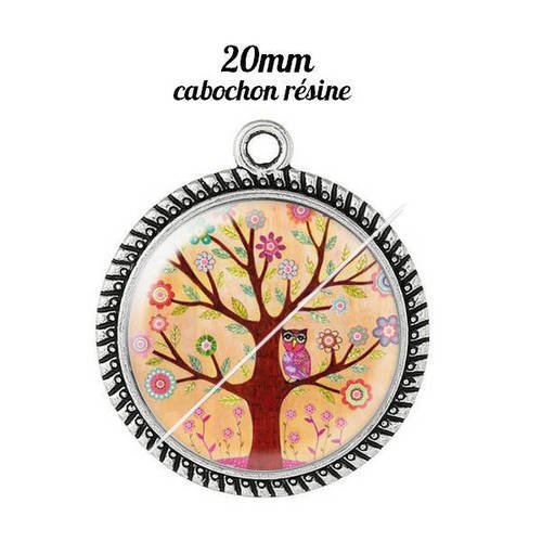 Pendentif cabochon résine 20 mm arbre a5 