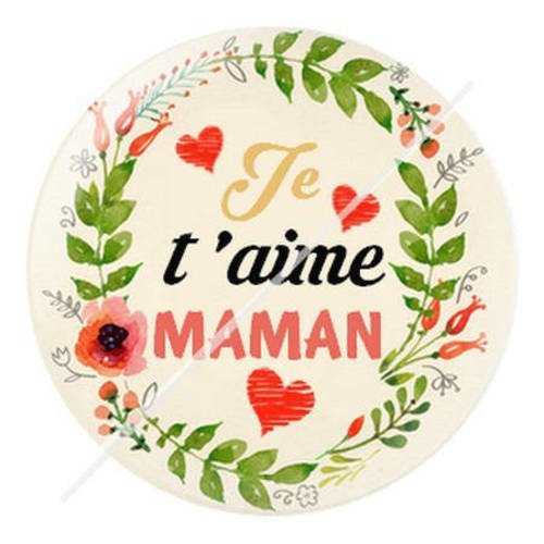 Cabochon résine a coller 25 mm je t'aime maman 8 