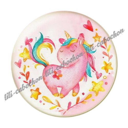 Cabochon résine a coller 25 mm licorne 