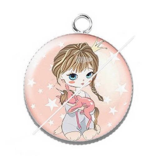 Pendentif cabochon résine mademoiselle rêveuse 2 