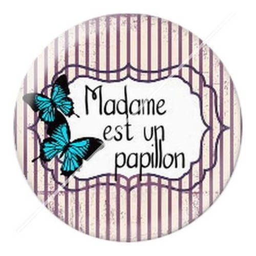 Cabochon résine a coller 25 mm madame papillon 10 