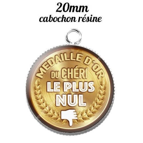 Pendentif cabochon résine 20 mm médaille du chéri ...8 